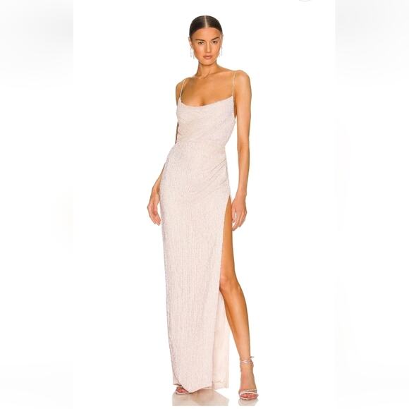 Retrofete Katya Dress in Taffy Pink Sequins Size Large NWT Spaghetti Straps - Picture 1 of 13